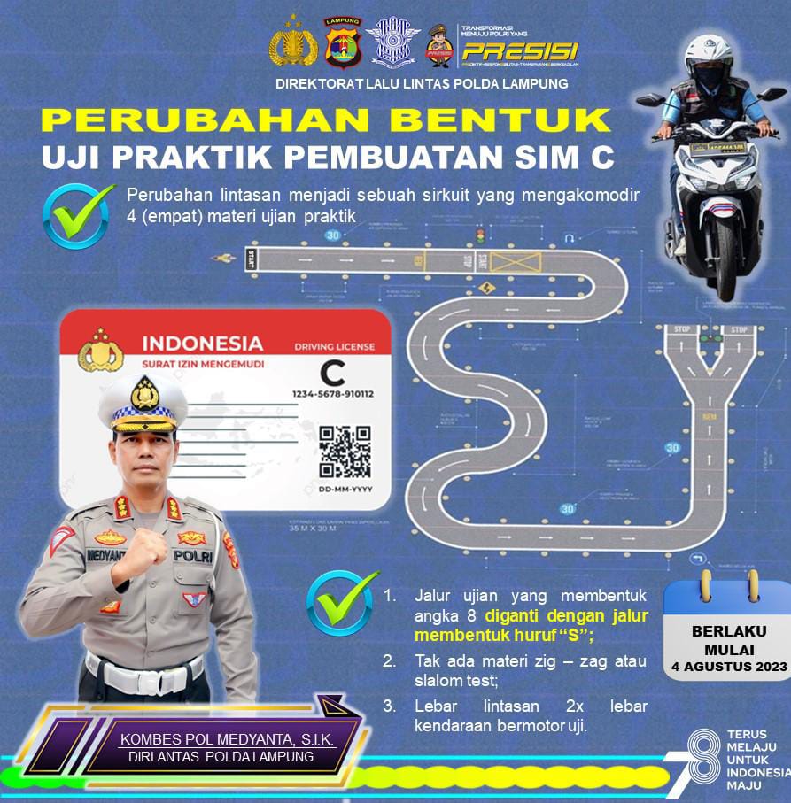 Ditlantas Polda Lampung Terapkan Pembaruan Sirkuit Ujian Praktek SIM C