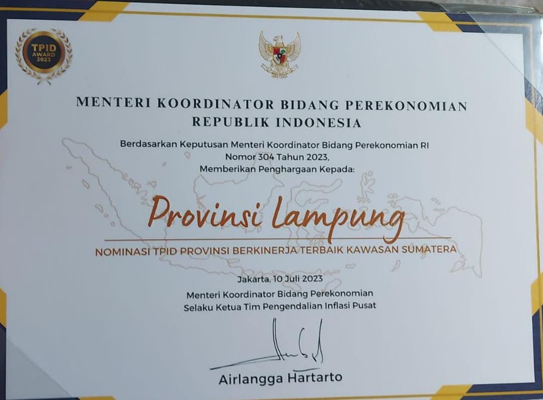 Lampung Masuk Nominasi Provinsi Terbaik Wilayah Sumatera