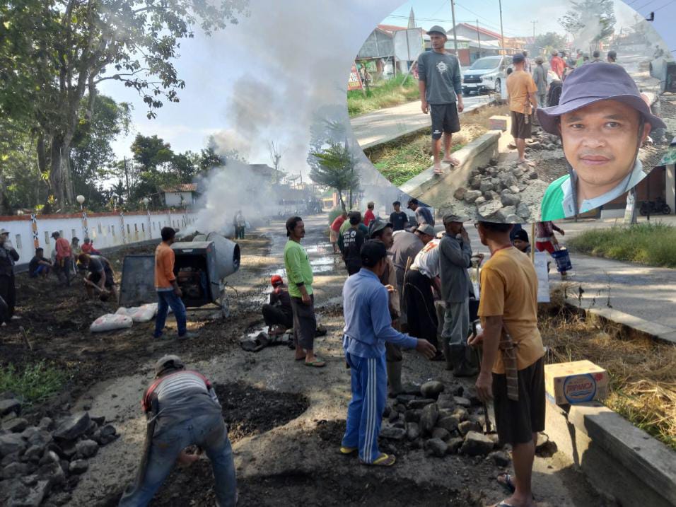 Tak Kunjung Dibangun, Puluhan Warga dan Aparat Pekon Tanjung Raya Perbaiki Jalan Secara Swadaya