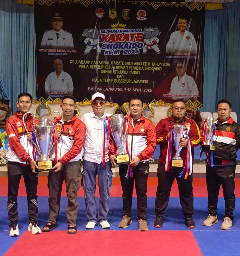 Kejurnas Karate Shokaido 2026 Berakhir, Lampung Juara Umum