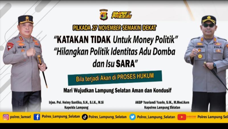 Kapolres Lampung Selatan Himbau Warga Hindari Money Politik dan Politik Identitas di Pilkada