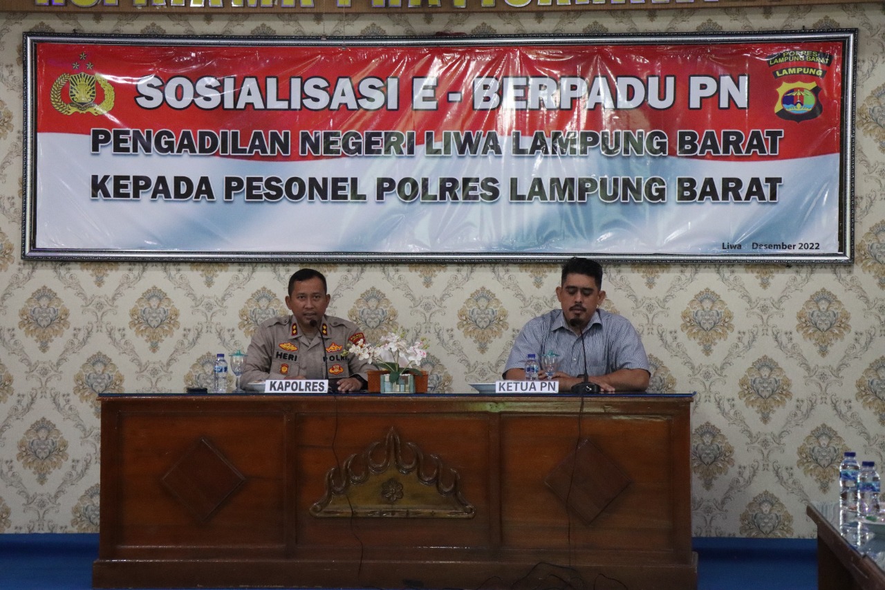 PN Liwa Sosialisasi E-Berpadu di Polres Lambar