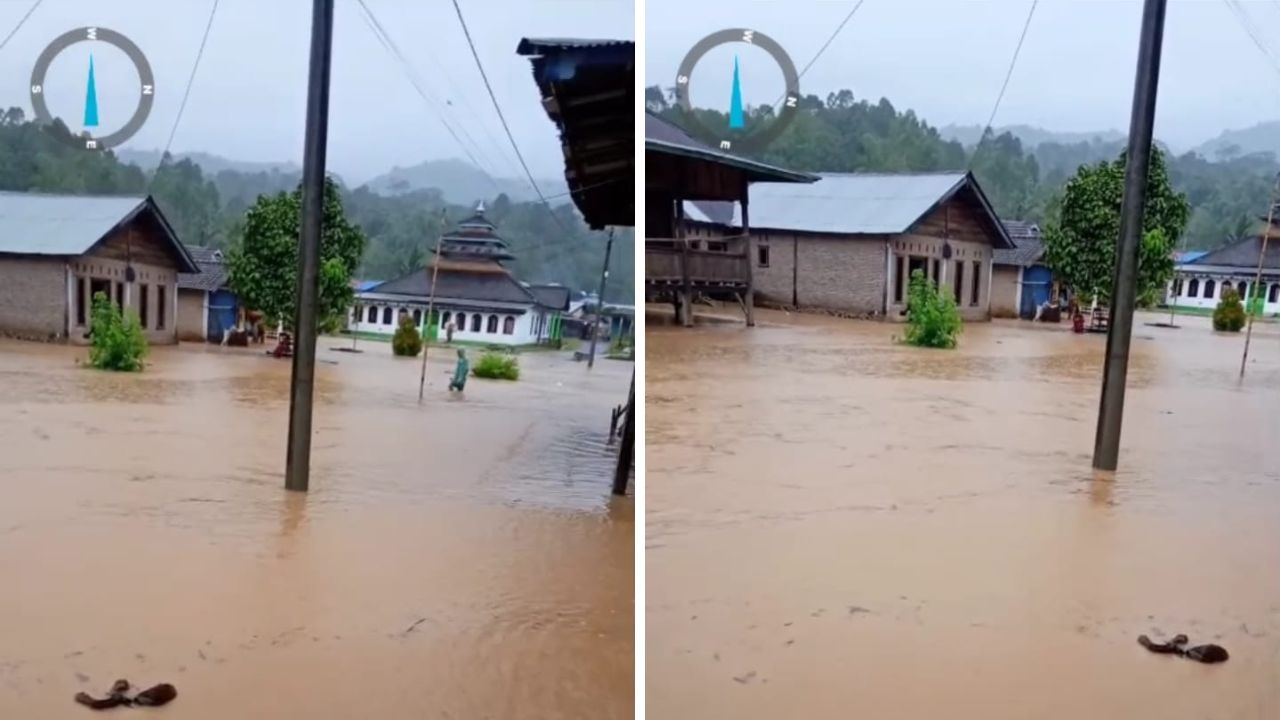 Sungai Way Bulok Meluap, Puluhan Rumah di Pekon Bumi Hantatai Terendam Banjir