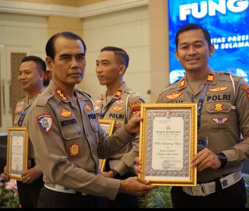 Sat Lantas Lampura Borong 7 Penghargaan Rakernis Polda Lampung 2025