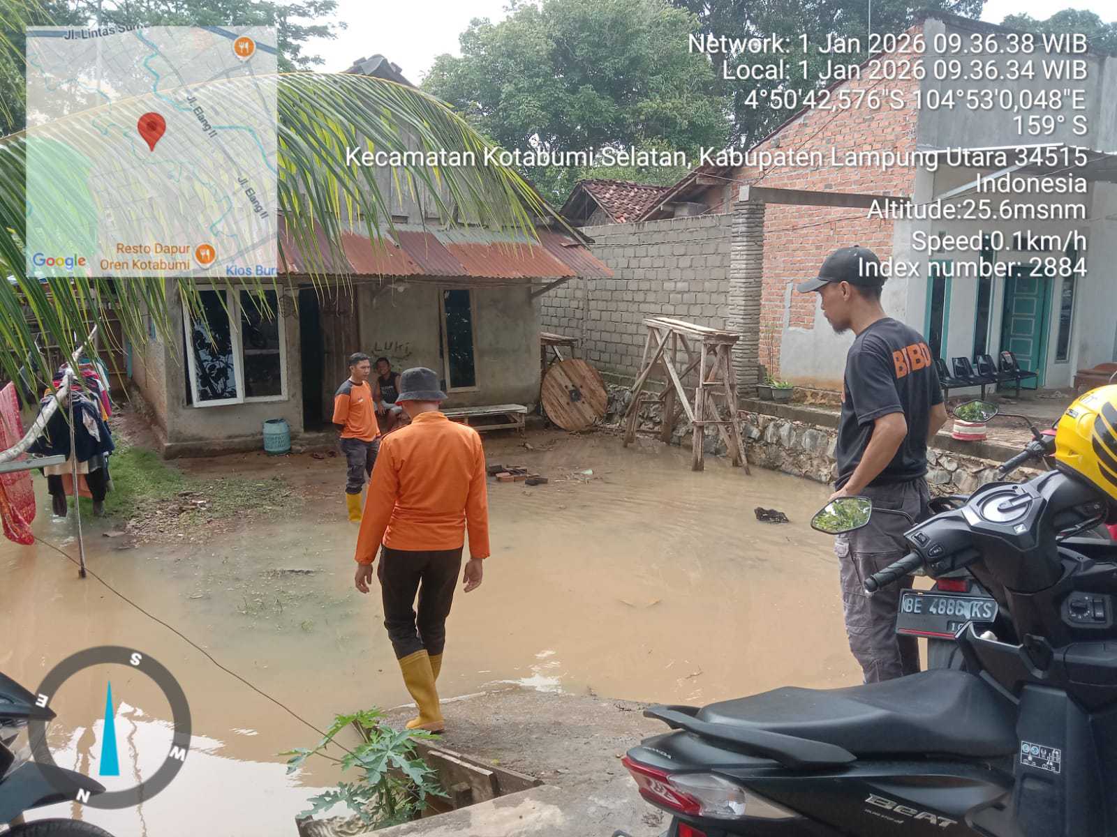BPBD Lampung Utara Pantau Sejumlah Titik Rawan Banjir di Kotabumi Selatan