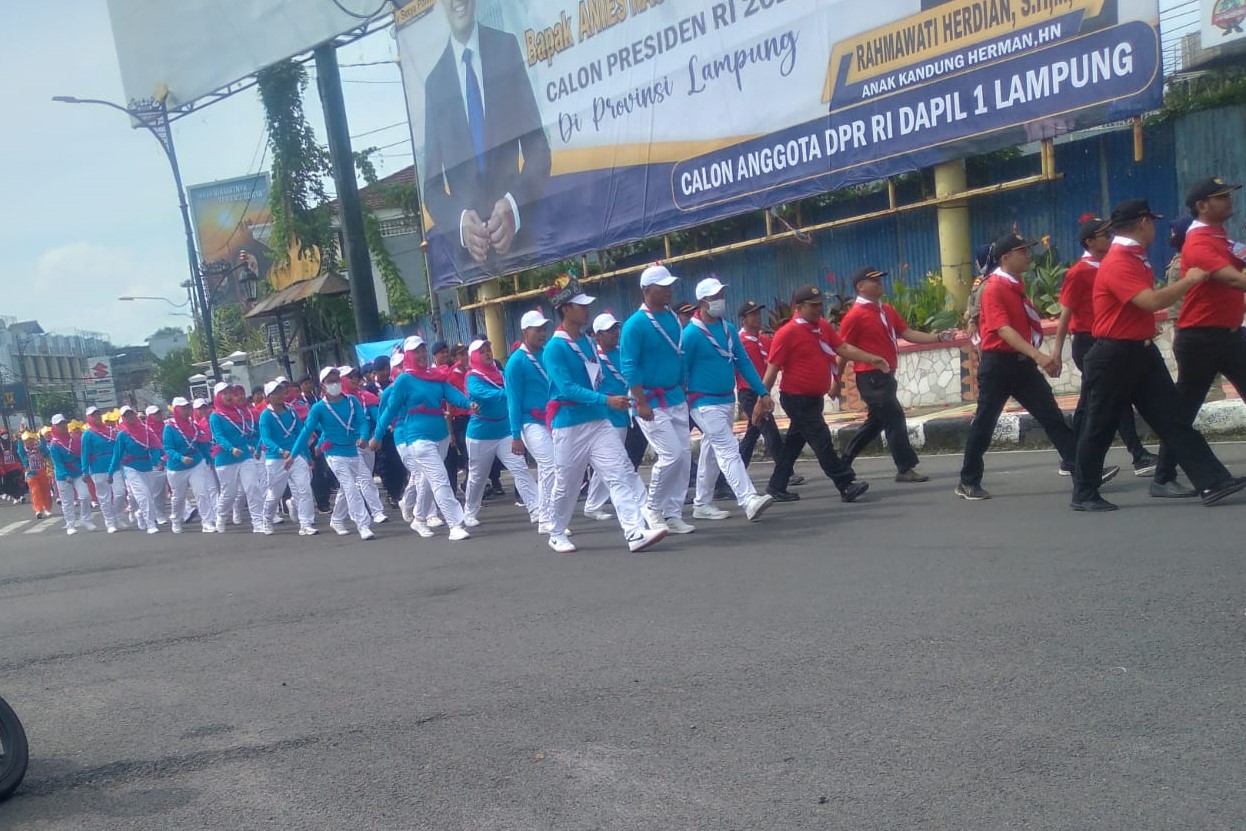 Ribuan Pelajar dan OPD Pemkot Bandar Lampung Ikut Gerak Jalan Beregu