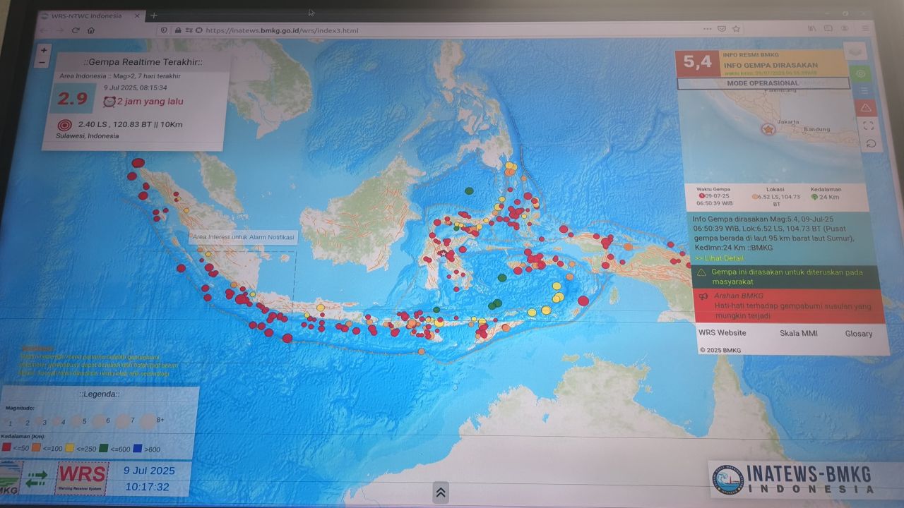 Gempa 5,4 SR Guncang Lampung, BMKG Minta Masyarakat Tidak Panik