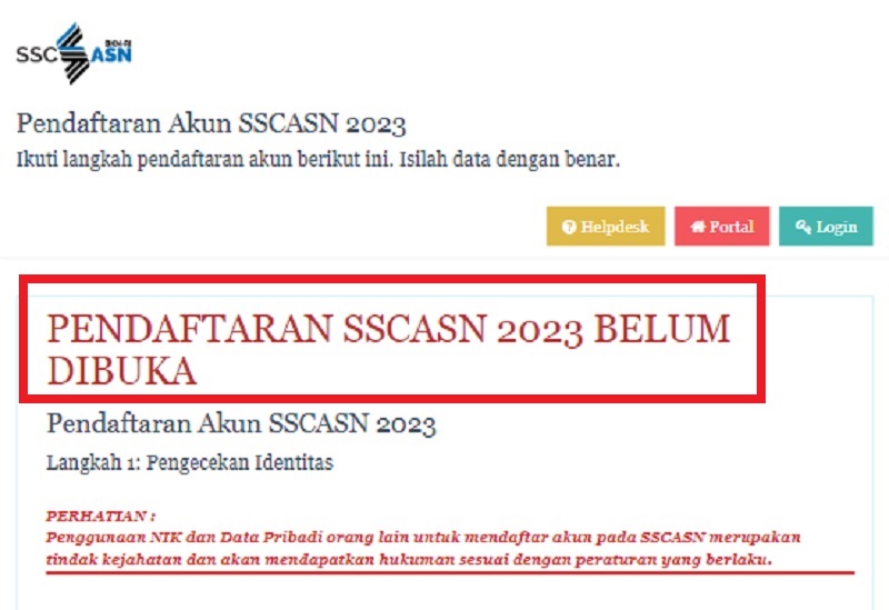 Pendaftaran Akun SSCASN 2023 di Situs BKN Belum Dibuka, Jadwal Berubah Lagi?