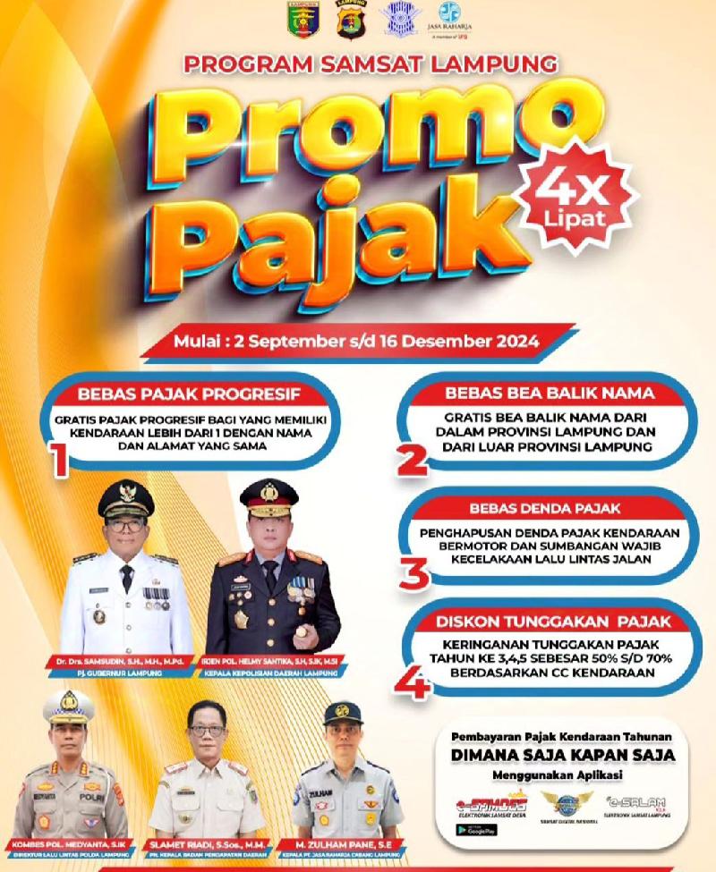 Pemutihan Pajak Kendaraan di Lampung, Masyarakat Bisa Menghitung Besaran Pajak di Aplikasi I-PESAT