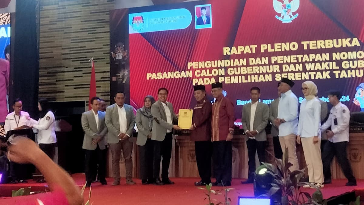 Berikut Daftar Nomor Urut Paslon Pilkada Serentak Provinsi Lampung 2024