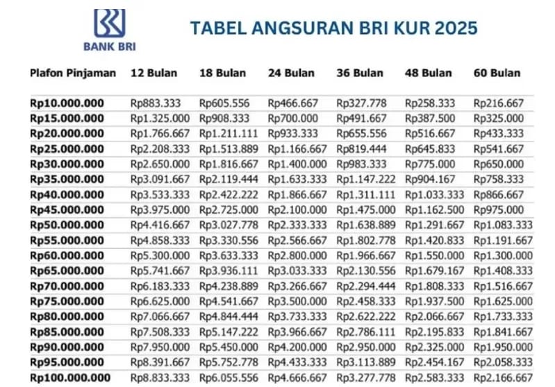 Simulasi Angsuran KUR BRI 2025 Terbaru, Solusi Modal UMKM Mulai Rp1 Juta