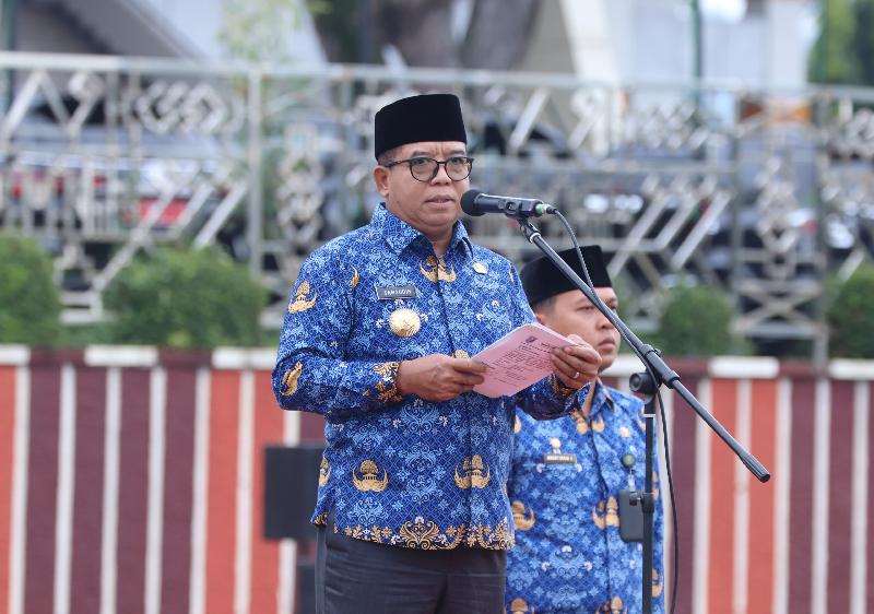 Pimpin Upacara Bulanan di Lingkungan Pemprov Lampung, Samsudin Pamit Ajak ASN Dukung Pemimpin Terpilih