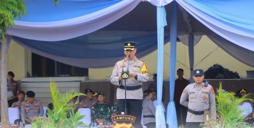 Apel Gelar Pasukan Pengaman Tabligh Akbar 'Indonesia Berdoa' Digelar Polda Lampung