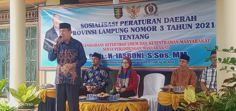 Anggota DPRD Provinsi Lampung H. Jasroni Gelar Sosperda Di Kecamatan Jatiagung 