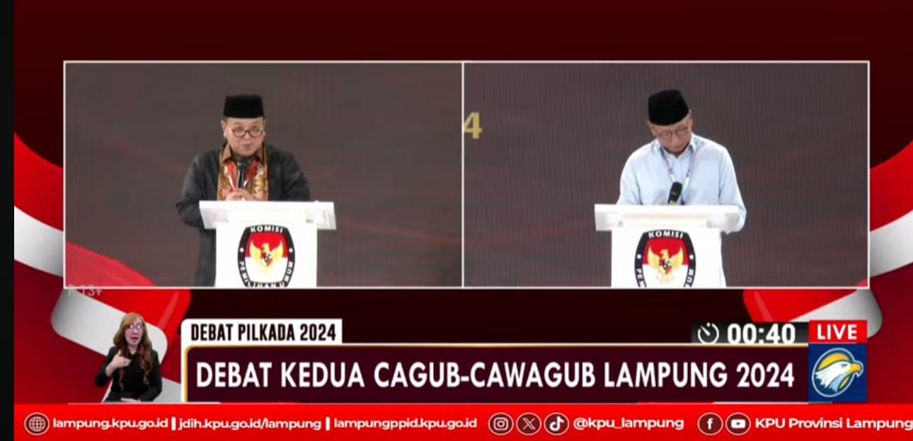 Arinal-Sutono vs RMD-Jihan Adu Gagasan Visi dan Misi di Debat Kedua Pilgub Lampung