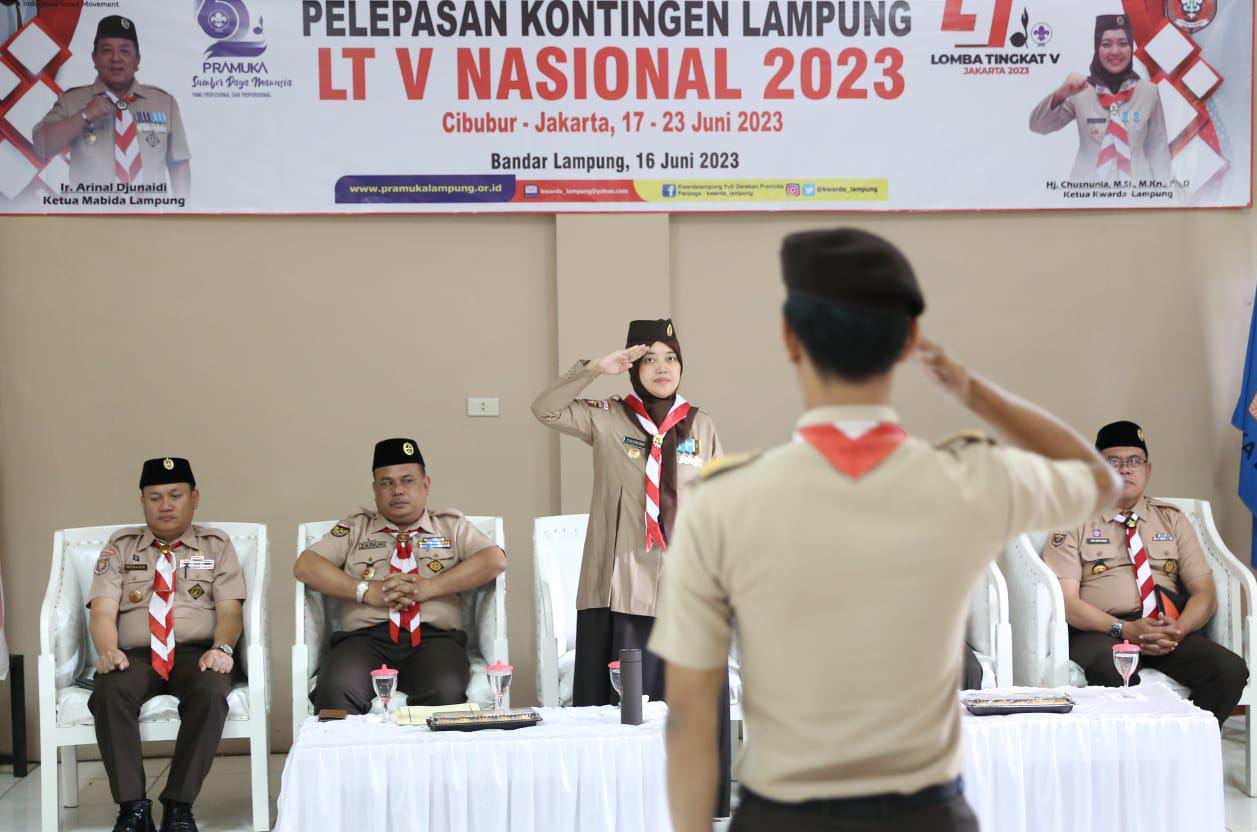 Wagub Lampung Nunik Lepas Kontingen Pramuka Lampung Ikuti Lomba Tingkat V Nasional