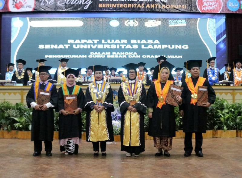 Lagi, Universitas Lampung Kukuhkan 4 Guru Besar