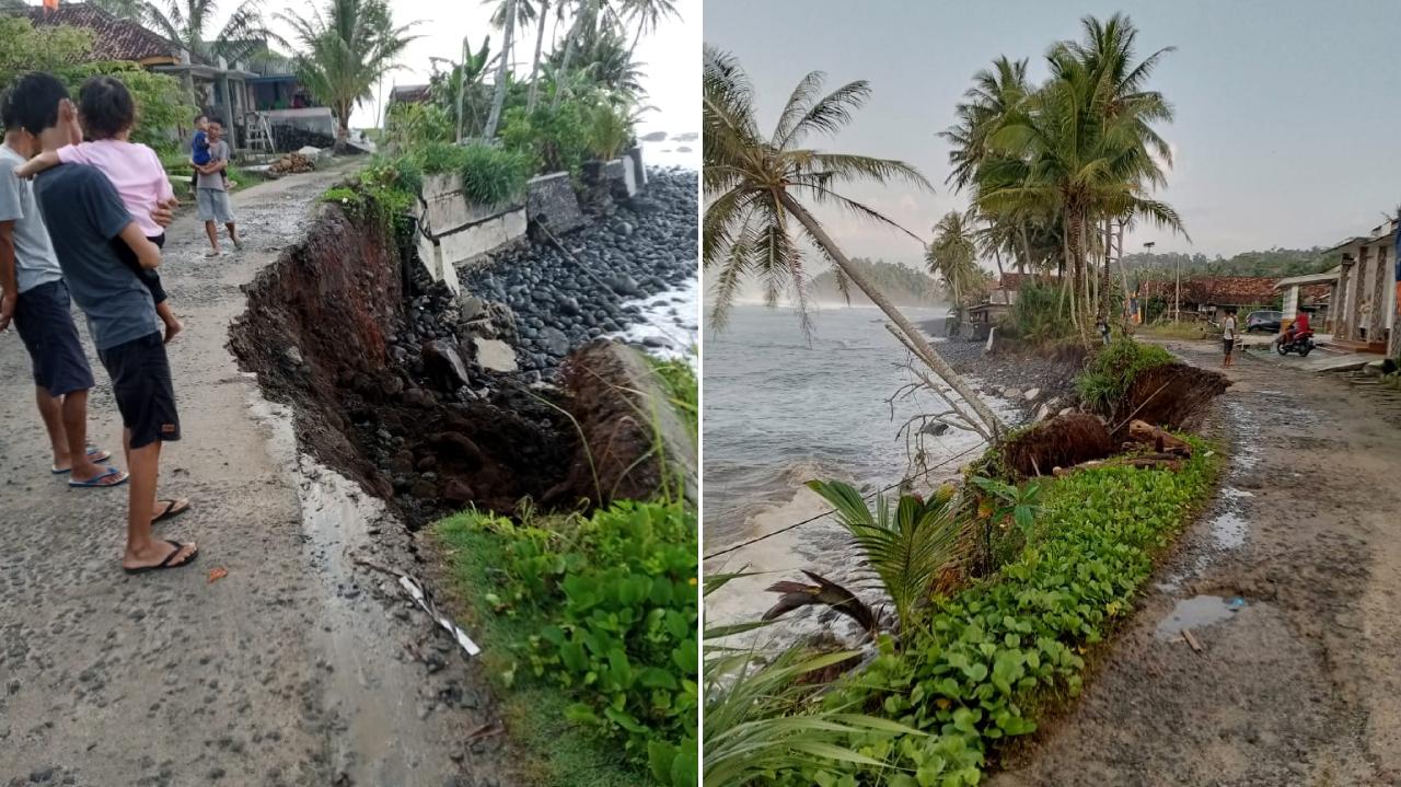 6 Rumah Terancam Abrasi, Jalan Amblas Dihantam Gelombang Tinggi