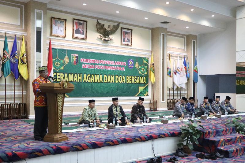 Hadiri Pembinaan Mental Spiritual Anggota Satpol PP, Ini Pesan Pj Gubernur Lampung