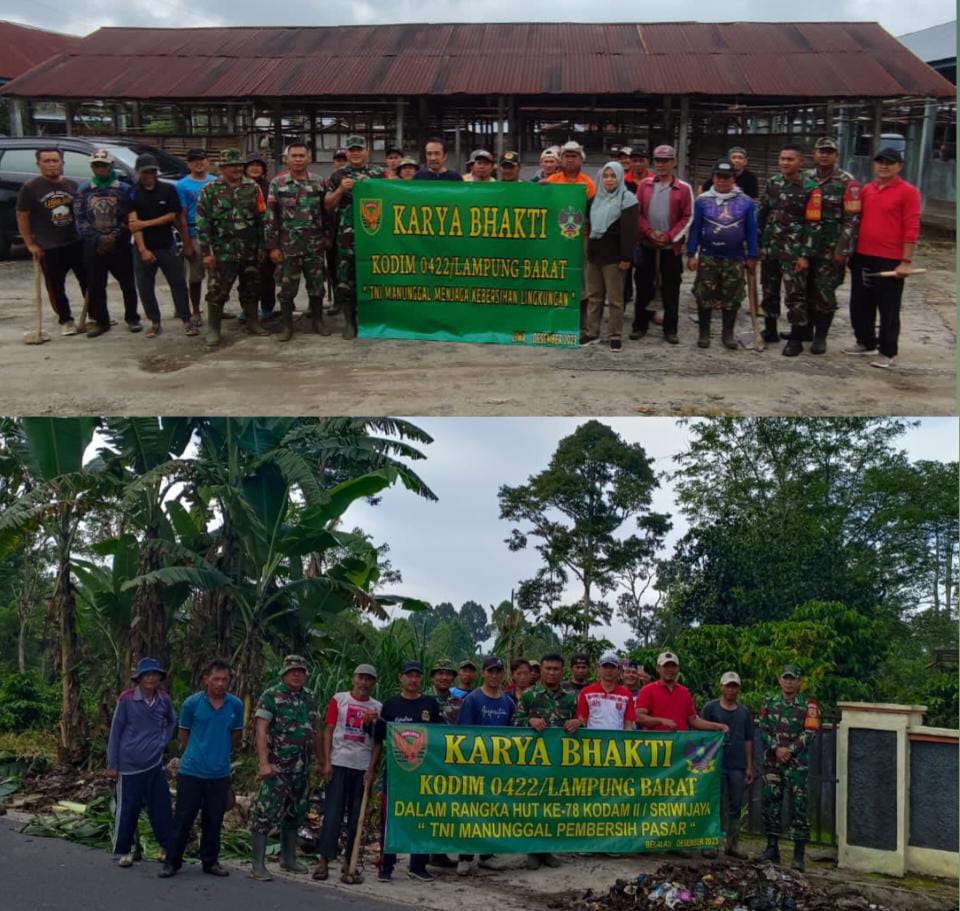 Personil TNI Kodim 0422/LB Komandoi Karya Bakti Gotong Royong di Pekon Balak - Kejadian