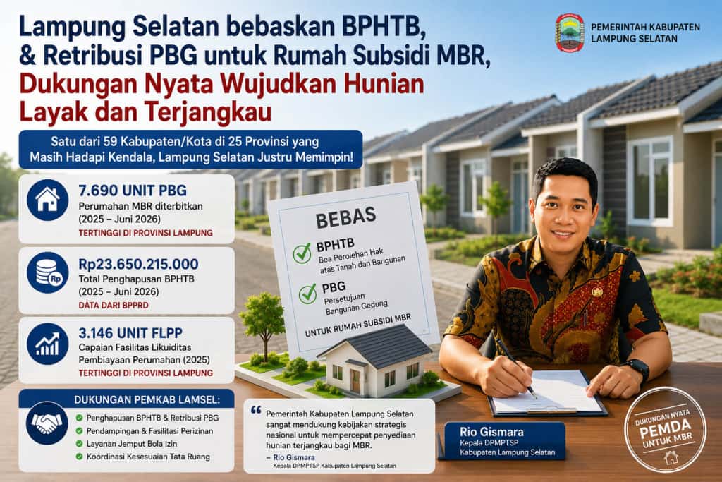 Lampung Selatan Terbitkan 7.690 PBG Rumah Subsidi MBR, Tertinggi di Provinsi Lampung