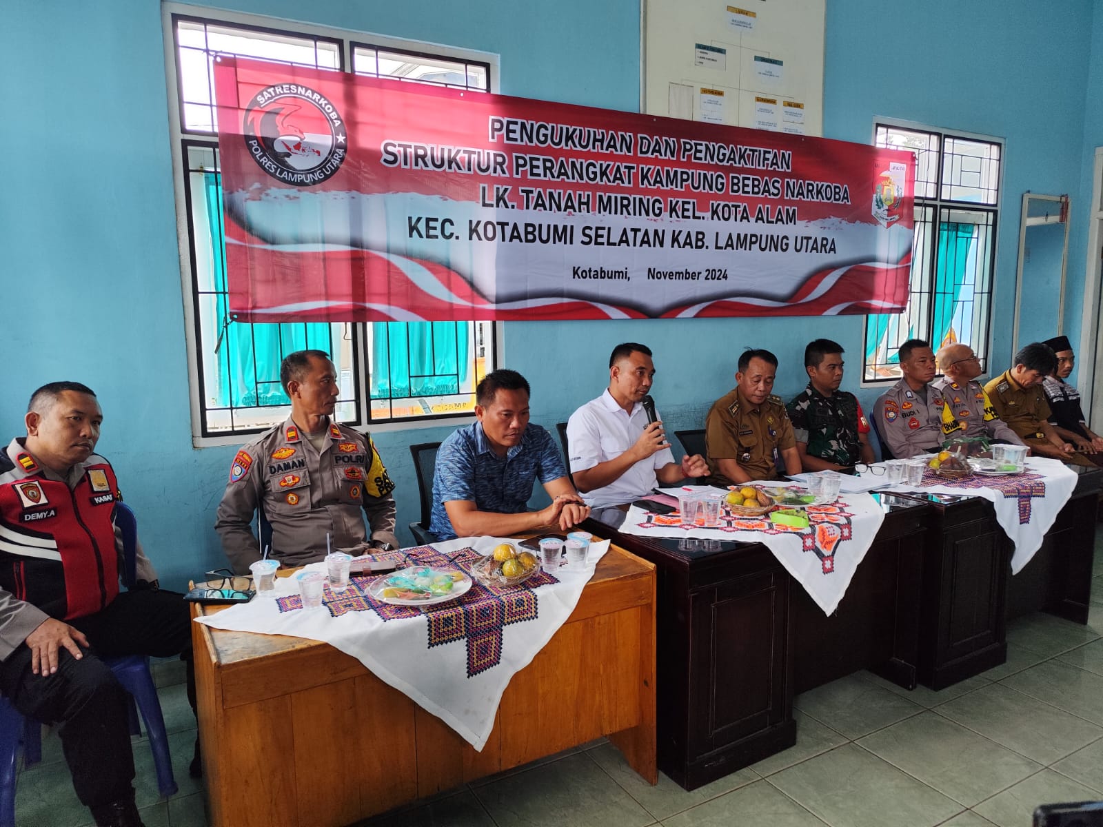 Polres Lampung Utara Kukuhkan Kampung Bebas Narkoba di Tanah Miring