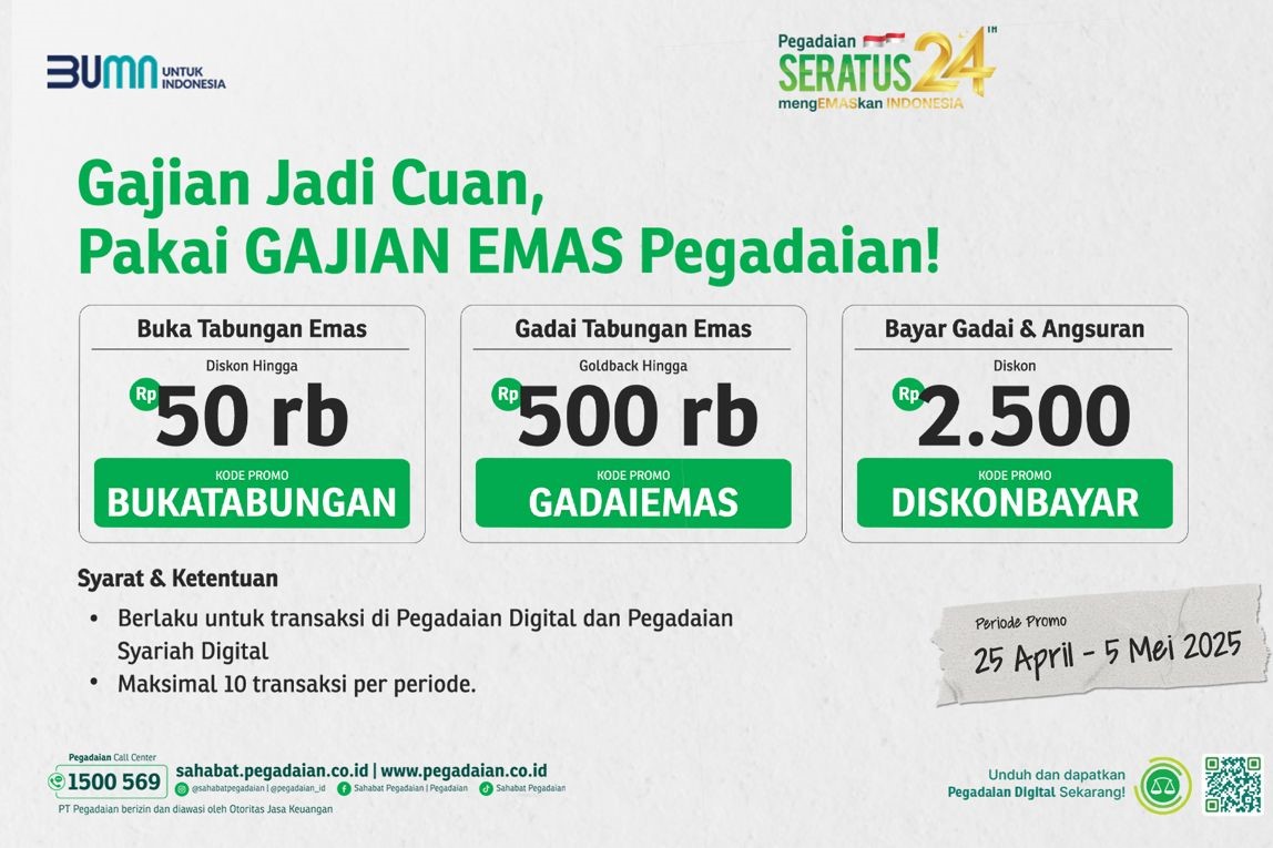 Gajian Tiba, Waktunya Cuan Emas! Pegadaian Tawarkan Promo Spesial Lewat Aplikasi Digital