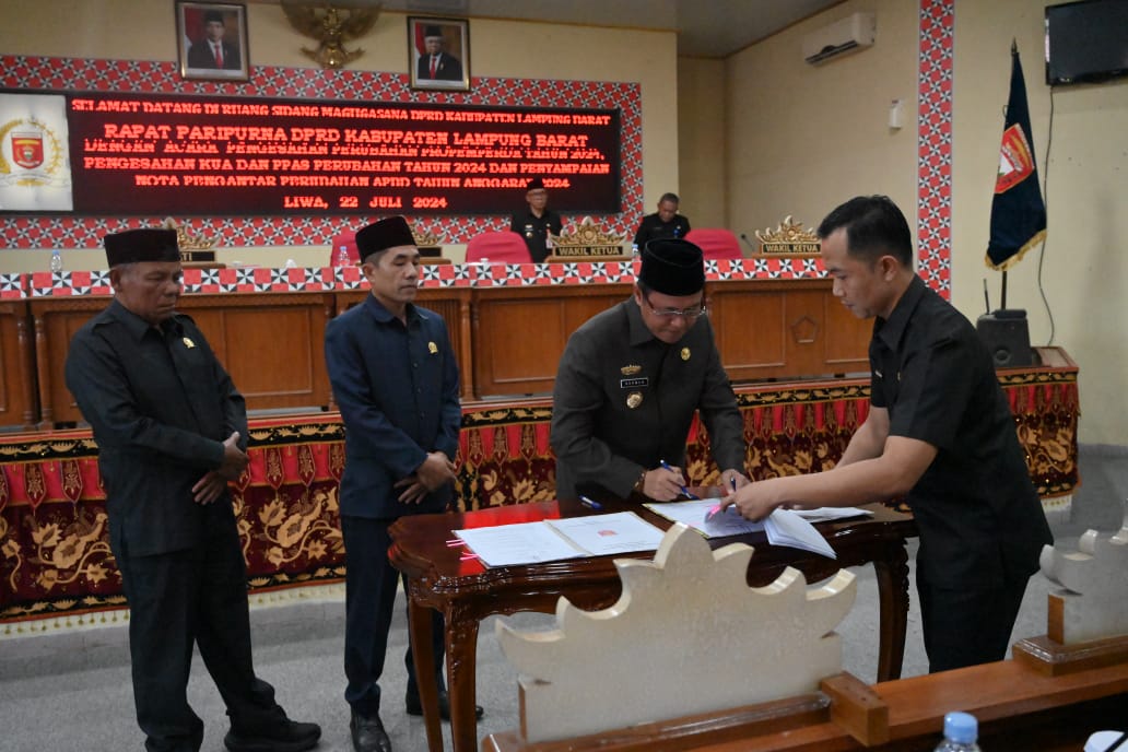 Eksekutif dan Legislatif Lampung Barat Sepakati KUA-PPAS Perubahan, APBD 2024 Menjadi Rp1,1 Triliun