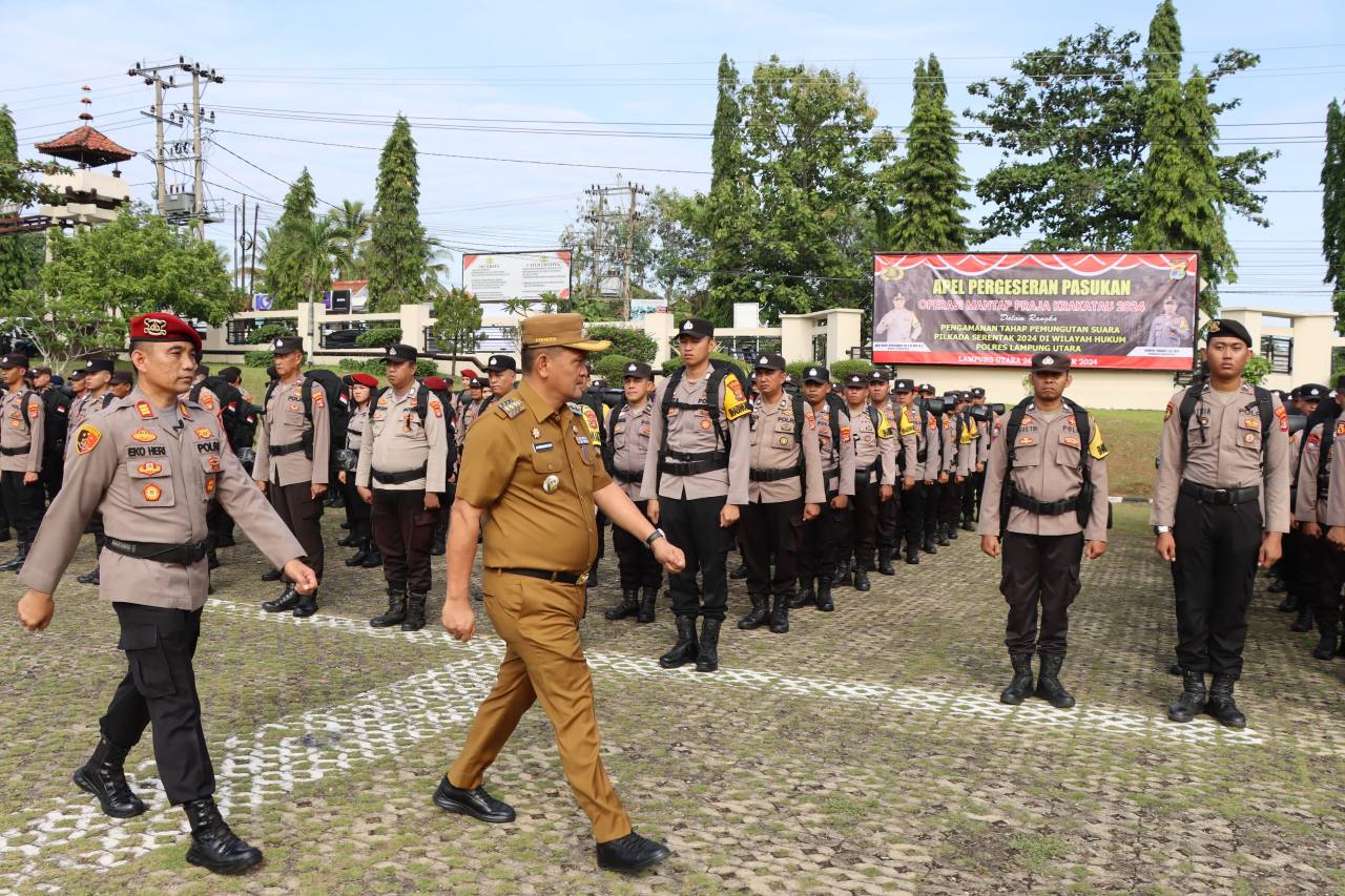 Polres Lampung Utara Gelar Apel Pergeseran Pasukan untuk Pilkada Serentak 2024