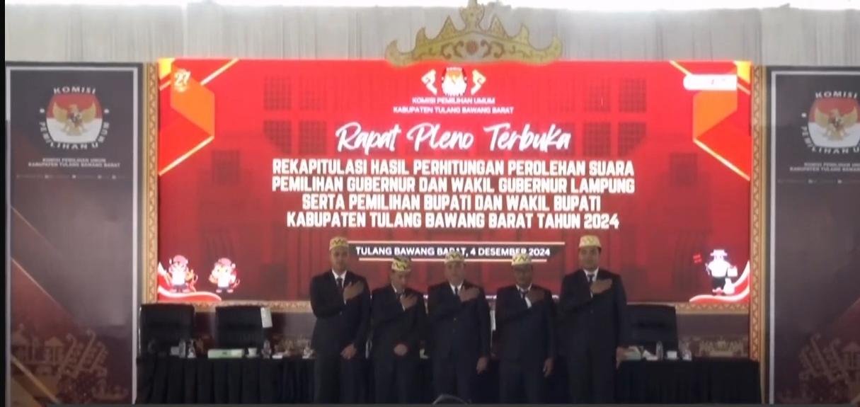 KPU Resmi Tetapkan Novriwan Jaya-Nadirsyah Sebagai Pemenang Pilkada Tulang Bawang Barat 2024