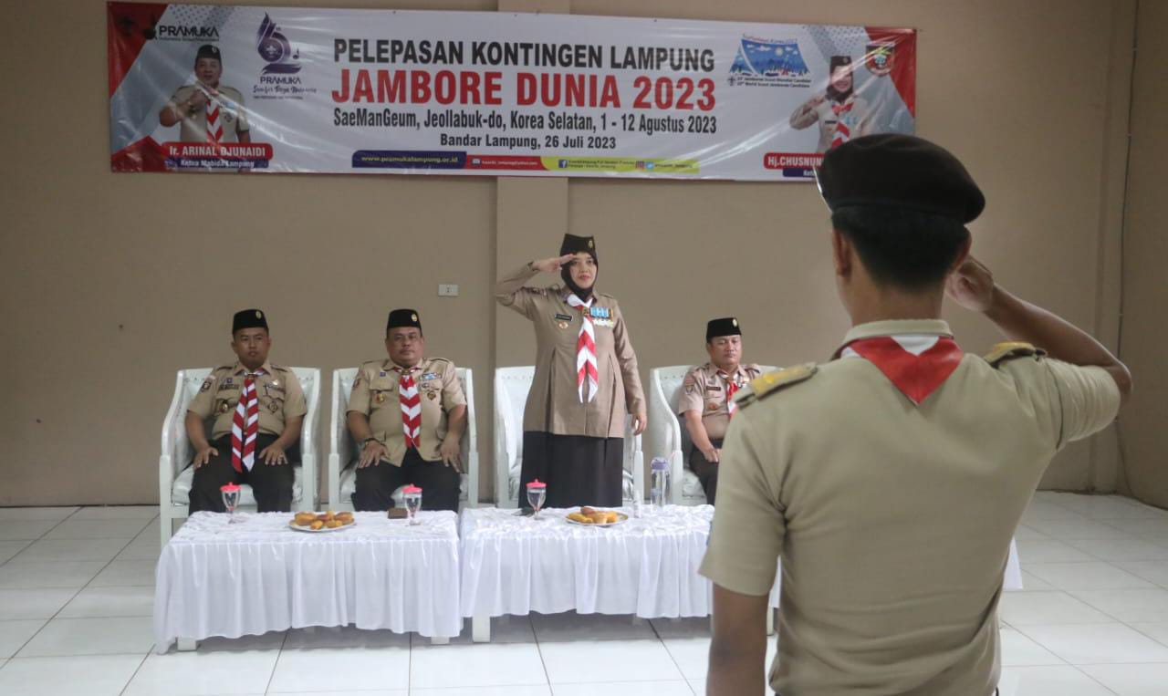 Ketua Kwarda Pramuka Lampung Nunik Lepas Kontingen Ikuti Jambore Pramuka Dunia Ke-25 di Korea Selatan