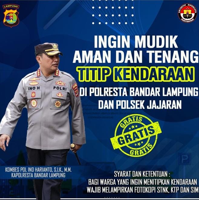 Polresta Bandar Lampung Sediakan Tempat Penitipan Kendaraan Bagi Warga Hendak Mudik