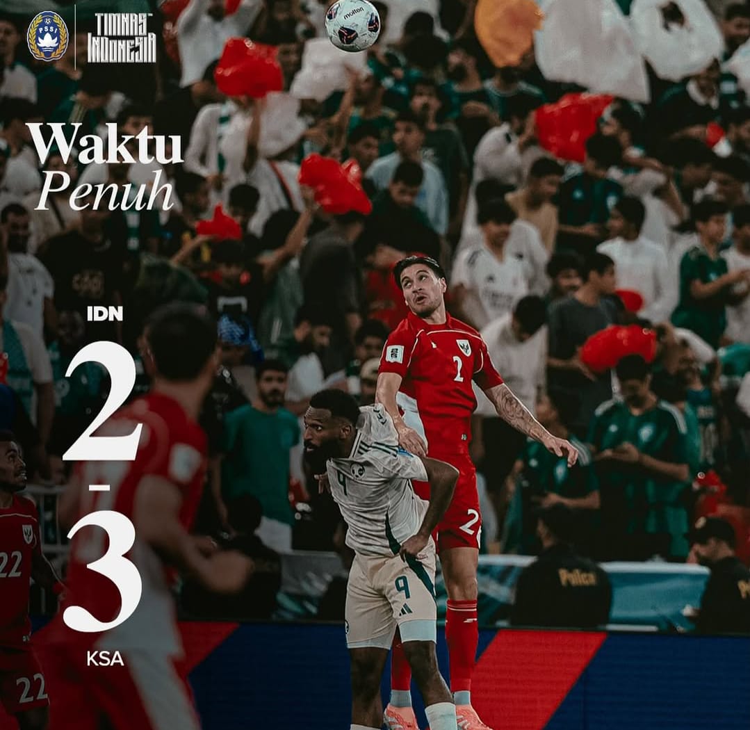 Drama di Jeddah, Garuda Kalah Tipis 3-2 dari Arab Saudi