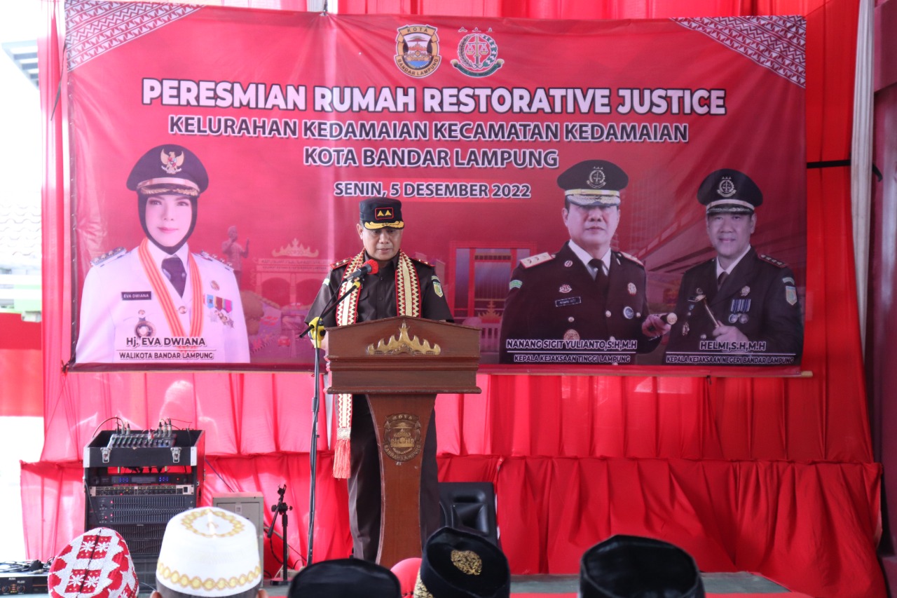 Kajati Lampung Resmikan Rumah Restorative Justice di Kedamaian Bandar Lampung