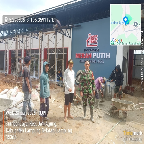 Kejar Target Launching, Babinsa Desa Sumberjaya Kawal Pembangunan Kopdes 