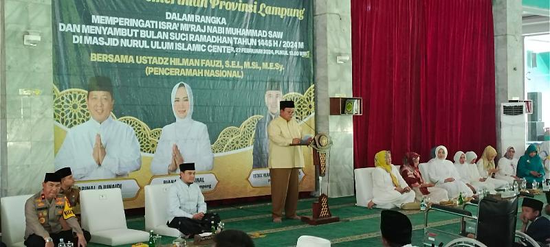 Pemprov Lampung Gelar Pengajian Akbar Peringatan Isra Mi'raj dan Sambut Bulan Suci Ramadhan