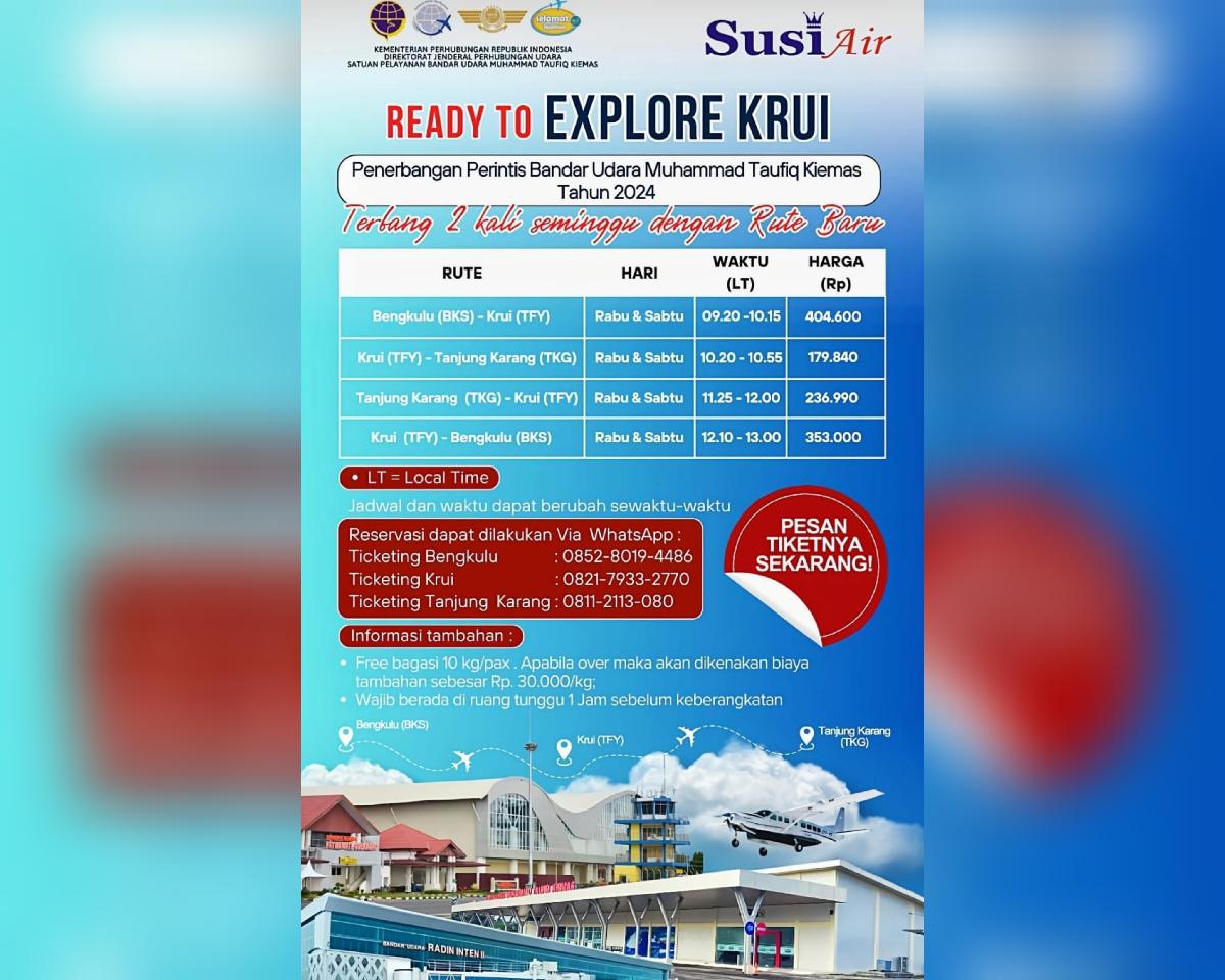 Sudah Rilis, Berikut Harga Tiket Pesawat Susi Air di Bandara MTK