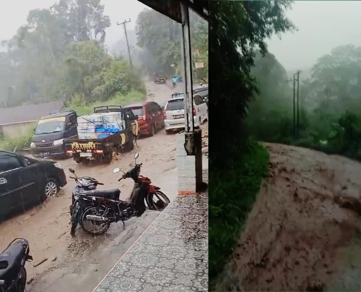 Semakin Buruk, Jalan Liwa-OKU Selatan Berubah Jadi Sungai Saat Hujan