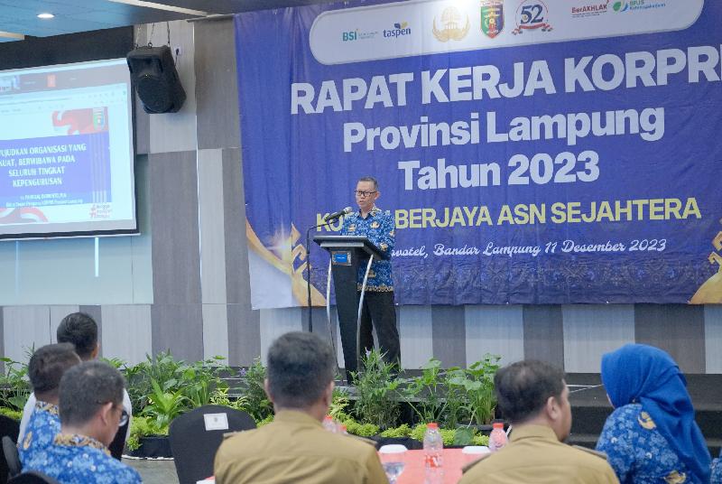Sekdaprov Fahrizal Hadiri Raker Korpri Lampung, Target Korpri Berjaya ASN Sejahtera