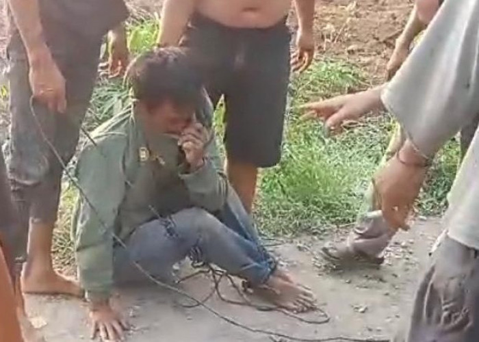 Viral! Warga Lampung Utara Tangkap Pria Diduga Pelaku Begal