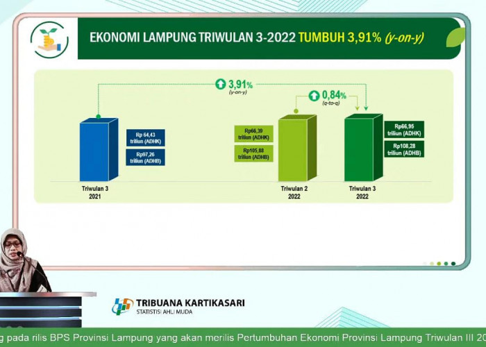 Berdasarkan Data BPS Triwulan III 2022, Ekonomi Lampung Tumbuh 0,84 Persen 