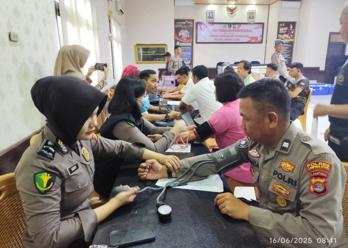 Peringati Hari Bhayangkara Ke-79, Polres Lampung Utara Gelar Donor Darah untuk Warga