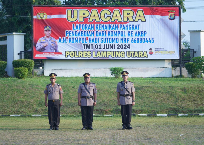 Kapolres Lampung Utara Pimpin Upacara Kenaikan Pangkat dan Sertijab Kasiwas