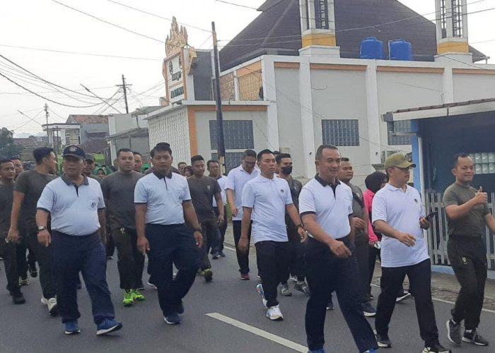Perkokoh Sinergitas, TNI-Polri di Bandar Lampung Olahraga Bersama