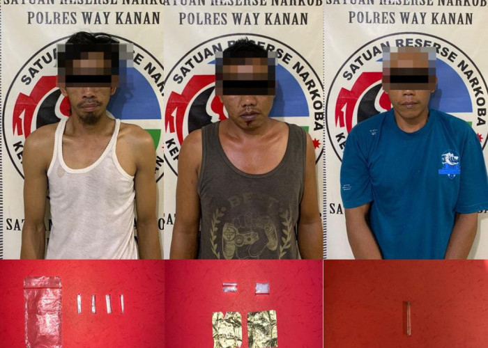 Dalam 7 Jam, Satresnarkoba Polres Way Kanan Lampung Ringkus 3 Diduga Pelaku Narkoba 