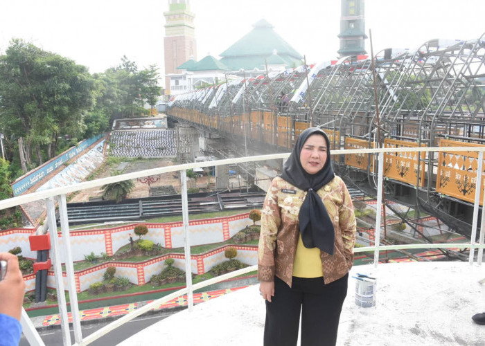 Hampir Rampung, Wali Kota Bandar Lampung Tinjau Pembangunan JPO Siger Milenial