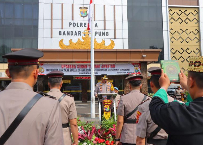 Kapolresta Bandar Lampung Pimpin Sertijab Dua Kasat dan Empat Kapolsek