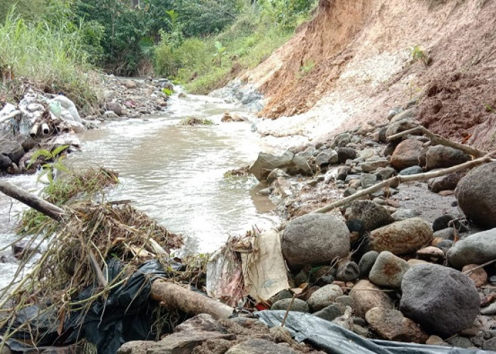 Diterjang Banjir, Irigasi di Sukamarga Rusak Parah