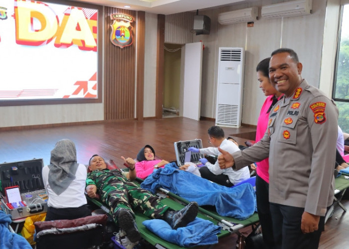 Polresta Bandar Lampung Gelar Donor Darah Sambut Hari Bhayangkara ke-79