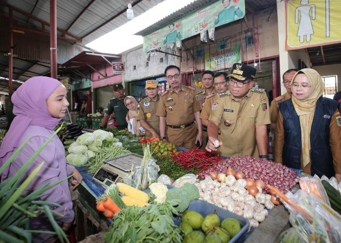 Pj Gubernur Samsudin Pantau Harga Komoditas Bahan Pangan di Pasar Tradisional 